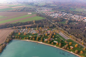 Vue aérienne de Camping des Mouettes à Lauterbourg dans le département Bas Rhin, France