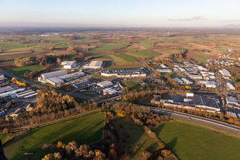 Vue aérienne de Zone industrielle Sand à le quartier Sand in Willstätt dans le département Bade-Wurtemberg, Allemagne