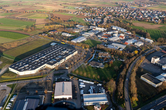Vue aérienne de Zone industrielle Sand, Orsay à le quartier Sand in Willstätt dans le département Bade-Wurtemberg, Allemagne