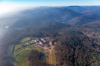 Vue aérienne de Étal frit au monastère de Liebfrauenberg à Bad Bergzabern dans le département Rhénanie-Palatinat, Allemagne