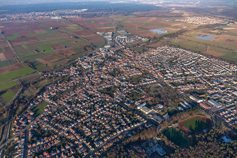 Vue aérienne de Rülzheim dans le département Rhénanie-Palatinat, Allemagne