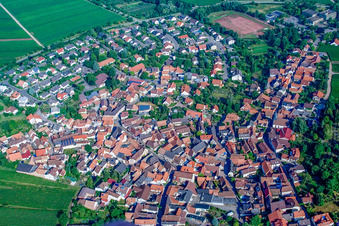 Vue aérienne de Vue sur le village à Ilbesheim bei Landau dans le département Rhénanie-Palatinat, Allemagne