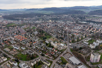 Vue aérienne de Rheinfelden dans le département Bade-Wurtemberg, Allemagne