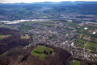 Vue aérienne de Zones riveraines du Haut-Rhin en Wyhlen à le quartier Wyhlen in Grenzach-Wyhlen dans le département Bade-Wurtemberg, Allemagne