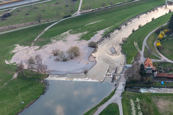 Vue aérienne de Aire de repos Am Großen Deich à le quartier Elgersweier in Offenburg dans le département Bade-Wurtemberg, Allemagne