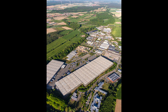 Vue aérienne de Zone industrielle de Horst à le quartier Minderslachen in Kandel dans le département Rhénanie-Palatinat, Allemagne