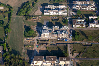 Vue d'oiseau de Chantier de construction du LTC - Linder Technology Campus dans la Wilhelm-Schickard-Straße dans le parc technologique Karlsruhe à le quartier Rintheim in Karlsruhe dans le département Bade-Wurtemberg, Allemagne