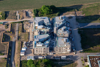 Image drone de Chantier de construction du LTC - Linder Technology Campus dans la Wilhelm-Schickard-Straße dans le parc technologique Karlsruhe à le quartier Rintheim in Karlsruhe dans le département Bade-Wurtemberg, Allemagne