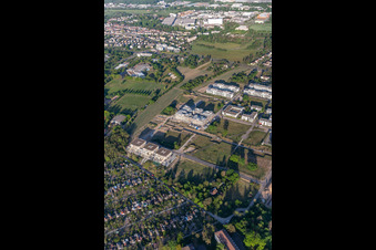 Photographie aérienne de Chantier de construction du LTC - Linder Technology Campus dans la Wilhelm-Schickard-Straße dans le parc technologique Karlsruhe à le quartier Rintheim in Karlsruhe dans le département Bade-Wurtemberg, Allemagne