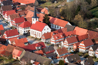 Vue aérienne de Rue des 2 Églises à Seebach dans le département Bas Rhin, France