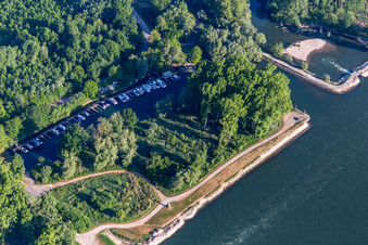 Vue aérienne de Vieux Rhin et Rheinschänke à Leimersheim dans le département Rhénanie-Palatinat, Allemagne