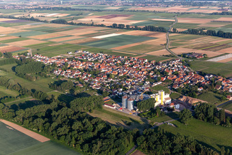 Vue aérienne de Vue du village depuis le nord-ouest avec Cornexo GmbH à Freimersheim dans le département Rhénanie-Palatinat, Allemagne