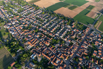 Vue aérienne de Vue de la ville depuis l'est à le quartier Niederhochstadt in Hochstadt dans le département Rhénanie-Palatinat, Allemagne
