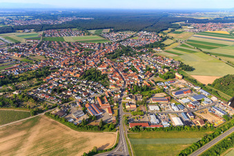 Vue aérienne de Vue du nord à Rheinzabern dans le département Rhénanie-Palatinat, Allemagne