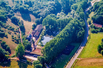 Vue aérienne de Hahnenbacher Hof à Annweiler am Trifels dans le département Rhénanie-Palatinat, Allemagne