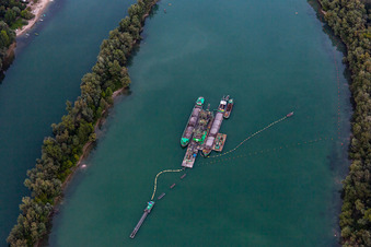 Vue aérienne de Otterstadt Vieux Rhin à Otterstadt dans le département Rhénanie-Palatinat, Allemagne