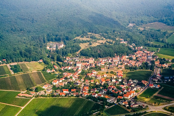 Vue aérienne de Village viticole du sud-est à Gleisweiler dans le département Rhénanie-Palatinat, Allemagne