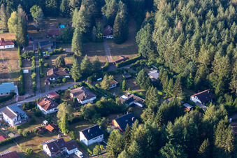 Vue aérienne de Au Sägmühlweiher depuis le nord à Ludwigswinkel dans le département Rhénanie-Palatinat, Allemagne