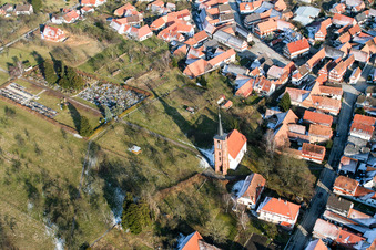 Vue aérienne de Hunspach dans le département Bas Rhin, France