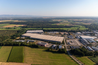 Vue oblique de Zone industrielle de Horst à le quartier Minderslachen in Kandel dans le département Rhénanie-Palatinat, Allemagne