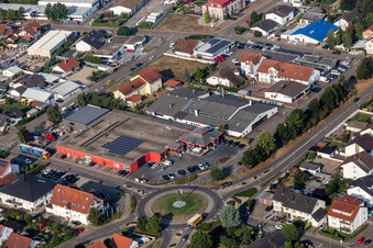 Vue aérienne de Quincaillerie Milz à Rülzheim dans le département Rhénanie-Palatinat, Allemagne