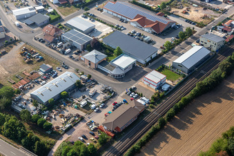 Vue aérienne de Technologie de précision et de mesure Feinwerk à Rheinzabern dans le département Rhénanie-Palatinat, Allemagne