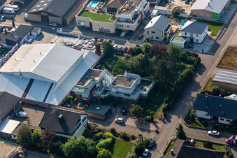 Vue aérienne de Matériaux de construction Wollherr à Rheinzabern dans le département Rhénanie-Palatinat, Allemagne