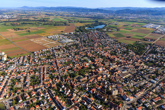 Nouvelle zone de développement "Mitten im Feld" et Odenwaldstr à Heddesheim dans le département Bade-Wurtemberg, Allemagne depuis l'avion
