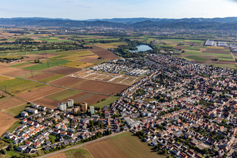 Vue aérienne de Heddesheim dans le département Bade-Wurtemberg, Allemagne