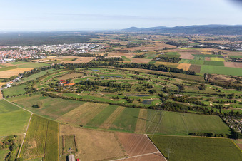 Vue aérienne de Terrain du golf Heddesheim Gut Neuzenhof à Viernheim à Heddesheim dans le département Bade-Wurtemberg, Allemagne