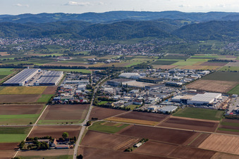Vue aérienne de Zone industrielle et implantation d'entreprises sur l'A5 à Heddesheim dans le département Bade-Wurtemberg, Allemagne