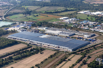Vue aérienne de Pneus Goodyear Dunlop Allemagne à Philippsburg dans le département Bade-Wurtemberg, Allemagne