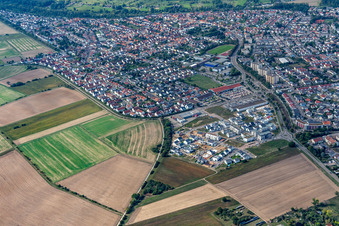 Photographie aérienne de Zone de développement Quartier 2020 Biegen-Durlacher Weg à le quartier Hochstetten in Linkenheim-Hochstetten dans le département Bade-Wurtemberg, Allemagne