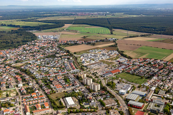 Quartier Linkenheim in Linkenheim-Hochstetten dans le département Bade-Wurtemberg, Allemagne depuis l'avion