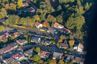 Vue aérienne de Passage à niveau de la Ziegelbergstraße à Jockgrim dans le département Rhénanie-Palatinat, Allemagne
