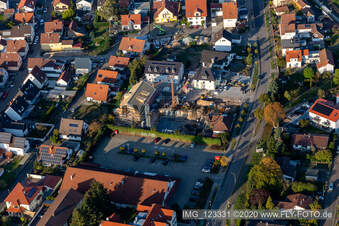 Vue aérienne de Chantier de construction au coin Brahms de la Buchstraße à Jockgrim dans le département Rhénanie-Palatinat, Allemagne