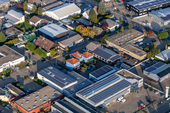 Vue aérienne de RENTEX à le quartier Eggenstein in Eggenstein-Leopoldshafen dans le département Bade-Wurtemberg, Allemagne