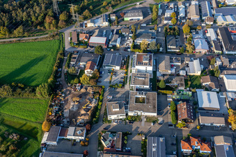 Photographie aérienne de Centre informatique de l'Église de la Fondation du sud-ouest de l'Allemagne à le quartier Eggenstein in Eggenstein-Leopoldshafen dans le département Bade-Wurtemberg, Allemagne
