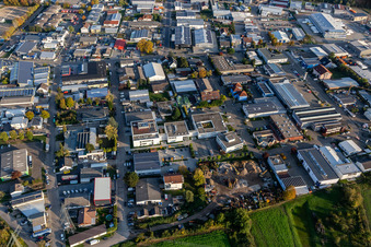 Centre informatique de l'Église de la Fondation du sud-ouest de l'Allemagne à le quartier Eggenstein in Eggenstein-Leopoldshafen dans le département Bade-Wurtemberg, Allemagne vue du ciel