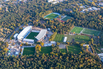 Photographie aérienne de Chantier de construction du nouveau Wildparkstadion du KSC à le quartier Innenstadt-Ost in Karlsruhe dans le département Bade-Wurtemberg, Allemagne