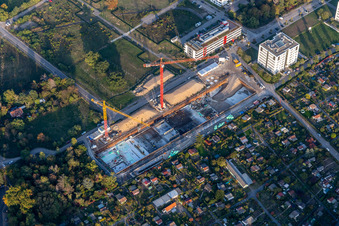 Photographie aérienne de Chantier de construction dans le parc technologique à le quartier Rintheim in Karlsruhe dans le département Bade-Wurtemberg, Allemagne
