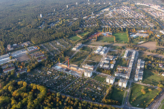 Parc technologique Karlsruhe à le quartier Rintheim in Karlsruhe dans le département Bade-Wurtemberg, Allemagne vue d'en haut