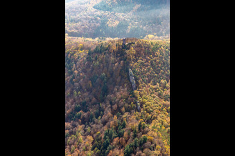 Vue oblique de Ruines du château de Scharfenberg à Leinsweiler dans le département Rhénanie-Palatinat, Allemagne