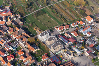 Vue aérienne de Rue Sylvaner à le quartier Schweigen in Schweigen-Rechtenbach dans le département Rhénanie-Palatinat, Allemagne