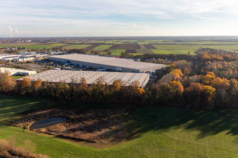 Parc industriel de Horst avec Magna Exteriors, Zufall Logistics, STS Group et Thermo Fisher à le quartier Minderslachen in Kandel dans le département Rhénanie-Palatinat, Allemagne hors des airs