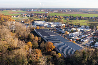 Vue aérienne de Zone industrielle de Horst, Barthelsmühlring à le quartier Minderslachen in Kandel dans le département Rhénanie-Palatinat, Allemagne