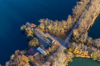 Vue oblique de Anglerheim am Altrhein à Neupotz dans le département Rhénanie-Palatinat, Allemagne