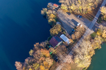Anglerheim am Altrhein à Neupotz dans le département Rhénanie-Palatinat, Allemagne depuis l'avion