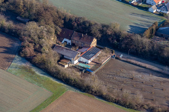Vue aérienne de Auberge de la Brasserie à Freckenfeld dans le département Rhénanie-Palatinat, Allemagne
