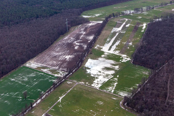 Vue aérienne de Les plaines d'Otterbach pendant les inondations à Kandel dans le département Rhénanie-Palatinat, Allemagne
